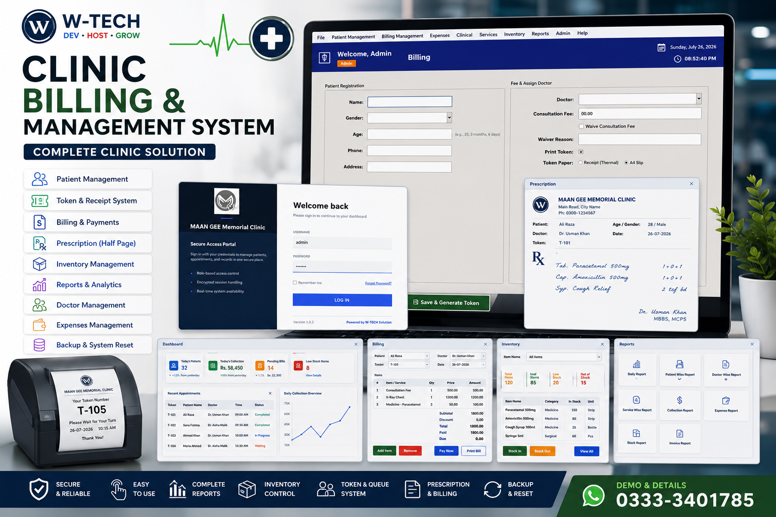 Clinic Billing & Management Software in Pakistan | W-TECH Healthcare System