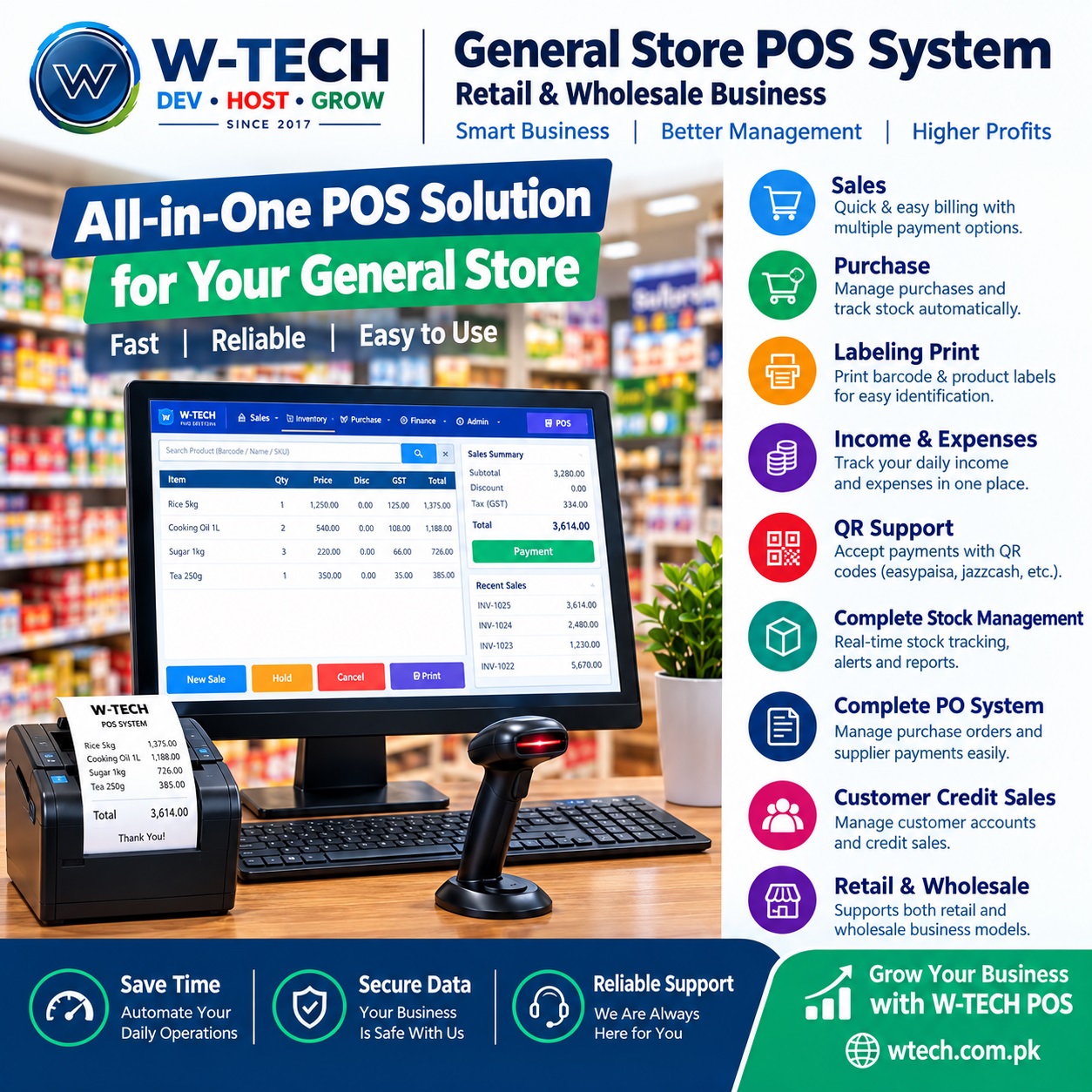 W-TECH General Store POS System: Smart Business Starts Here